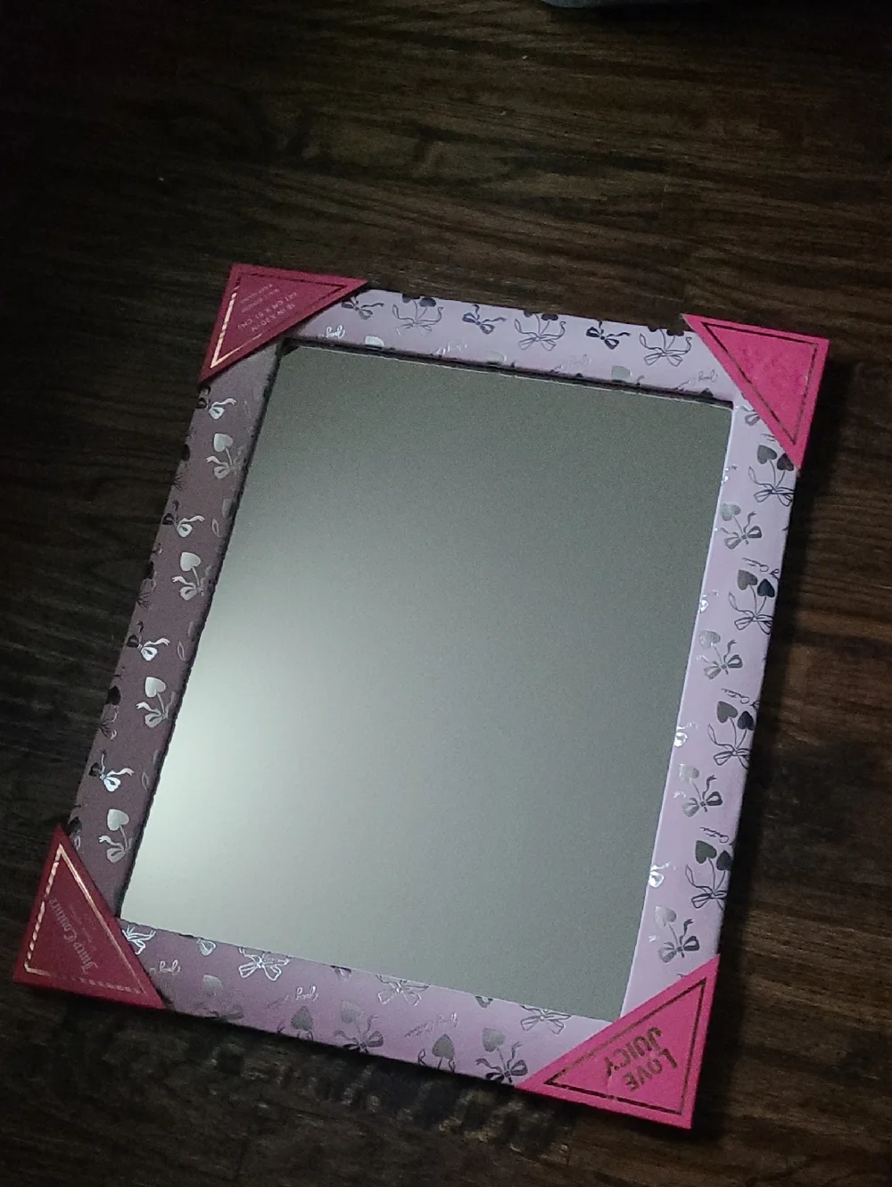 JUICY COUTURE Pink Decorative Mirror with Bow Print - 16x20